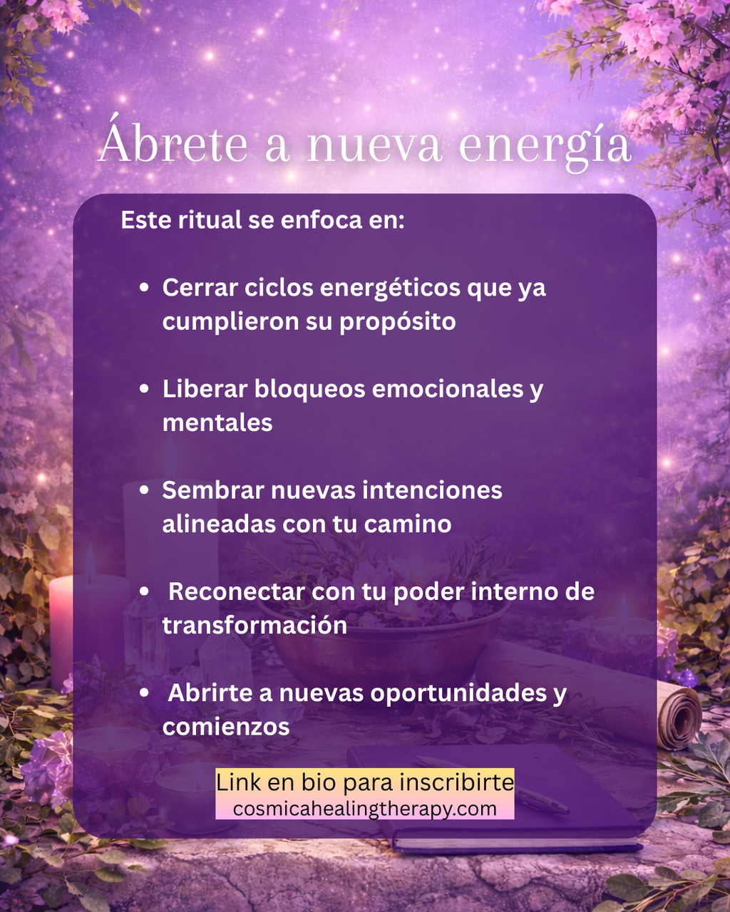 RITUAL COLECTIVO 🔥 RENACER 🌸 Una nueva versión de ti te espera…