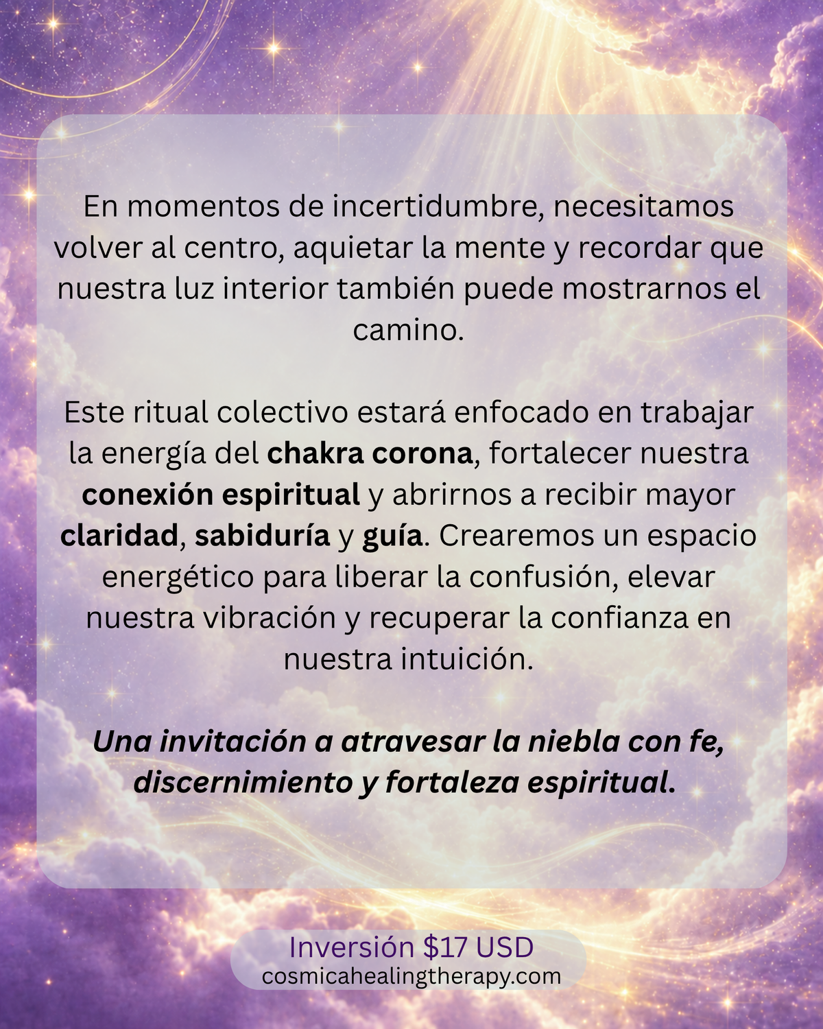 RITUAL COLECTIVO ✨ CORONA DE LUZ 💜 FE, CONEXIÓN Y CLARIDAD 🌕